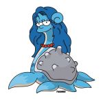  blue_body blue_hair eyelashes female hair half-closed_eyes jewelry lapras long_hair marge_simpson necklace necklace_only nintendo pok&eacute;mon pok&eacute;mon_(species) shell simple_background smile solo the_simpsons thumbs1 video_games what what_has_science_done white_background 