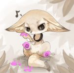  ambiguous_gender anthro biped brush canid canine ears_down featureless_crotch fennec fox fur holding_object inner_ear_fluff leaf liki mammal nude outside paintbrush pivoted_ears sitting solo tan_body tan_fur tuft 