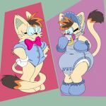 1:1 2025 abstract_background ageplay anthro biped blue_bonnet blue_booties blue_clothing blue_handwear blue_mittens blue_onesie bonnet booties bottomless bow_tie brown_body brown_fur clothed clothing diaper digital_media_(artwork) dipstick_tail eyes_closed eyewear felid feline fur gag gagged glasses gloves handwear headgear headwear hi_res infantilism kikk_kat long_tail male mammal markings mittens onesie pacifier pacifier_gag roleplay round_glasses simple_background solo srbunny649 tail tail_markings toony wearing_diaper white_clothing white_gloves white_handwear