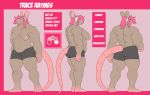  anthro barefoot biped bottomwear breasts brown_body brown_fur clothing color_swatch female front_view fur hair hi_res looking_at_viewer mammal model_sheet multiple_angles murid murine muscular muscular_female nude open_mouth pink_hair rat rear_view ritts rodent shorts simple_background small_breasts smile solo standing toes trace_(character) 
