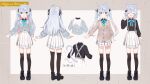  1girl :d ^ ^_^ ahoge animal animal_ear_fluff animal_ears between black_bow black_shirt black_thighhighs blue_bow blue_bowtie blue_eyes blue_shirt boots bow bowtie brown_cardigan cardigan cat cat_ears cat_girl cat_hair_ornament cat_tail character character_name closed_eyes closed_mouth collared collared_shirt commentary_request copyright_request dress dress_shirt fang from_side full_body grey_hair grey_shirt hair_between_eyes hair_bow hair_ornament hand_up highres indie_virtual_youtuber kagura_nana kagura_nana_(3st_costume) long_hair long_sleeves multicolored_hair multiple_girls multiple_views nana_kagura over-kneehighs past pink_hair pleated pleated_skirt puffy_long_sleeves puffy_sleeves reference reference_sheet shirt skirt sleeves_past_wrists smile suspender_skirt suspenders tail thighhighs turnaround twintails two-tone_hair two_side_up very very_long_hair white_skirt 