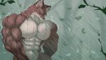  abs age_difference aged_up anthro barazoku breath canid canine detailed_background forest fur hi_res male mammal mature_anthro muscular muscular_anthro muscular_male older_anthro panting pecs pinumontbalou plant rainforest red_body red_fur solo tree werecanid werecanine werecreature werefox wet wet_body wet_fur 