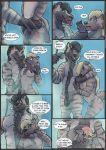  balls casual_nudity comic covering covering_self father father_and_child father_and_son flaccid headlock hi_res humanoid_penis hyaenid mammal parent parent_and_child penis pickles-hyena shower son striped_hyena surprise wrestling 