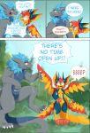  absurd_res altowovurr andromorph anthro bodily_fluids comic dialogue domi dragon duo english_text feral hi_res imminent_vore intersex koiju male male/male mythological_creature mythological_scalie mythology saliva saliva_string scalie size_difference smaller_pred text unusual_vore vore wing_vore 