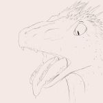  1:1 almost_finished ambiguous_gender anthro dinosaur dromaeosaurid haventhewyvern hi_res merging multi_tongue reptile scalie simple_background solo theropod tongue transformation 