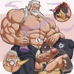 age_difference akuann anthro blizzard_entertainment body_swap bottomwear clothed clothing dragon emmanuelin_(emmanuelin13) erection erlenmeyer_flask genitals hair laboratory_equipment laboratory_glassware male male/male multicolored_body muscular muscular_male mythological_creature mythological_scalie mythology older_male overwatch overweight overweight_anthro overweight_male pants penile penis potion raised_clothing raised_shirt raised_tank_top raised_topwear red_hair red_spikes reinhardt_(overwatch) scalie scientific_instrument shirt tank_top topwear visible_self
