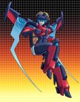  1girl airplane_wing blue_eyes highres humanoid_robot joints mechanical_wings metal_skin red_lips robot robot_girl robot_joints shenani the_transformers_(idw) thighs transformers windblade wings 