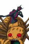  artist_request bald bodypaint breasts completely_nude dark-skinned_female dark_skin demon_girl demon_horns demon_lord_dante facepaint highres horns lamia_(demon_lord_dante) large_breasts monster_girl non-web_source nude oversized_bug oversized_spider source_request third_eye white_eyes 