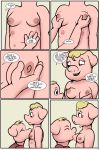  2019 anthro breast_fondling breasts brother brother_and_sister clothing comic cub domestic_pig duo english_text female fondling hand_on_breast hi_res incest male male/female mammal nipple_suck nipples shirt sibling sister sucking suid suina sus_(pig) t-shirt text thunderouserections topwear young 