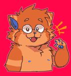  2019 anthro cute_fangs mammal nipples red_background shyybuchi simple_background solo 