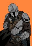  1boy armor assault_visor black_visor commentary din_djarin full_armor helmet highres male_focus mandalorian mandalorian_armor mandalorian_helmet shunsuke_(narunaru37101) solo star_wars the_mandalorian untranslatable_commentary 
