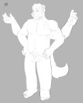  anthro bottomwear canid canine canis clothing drake_(disambiguation) hi_res male mammal multi_arm multi_limb pants plantigrade solo spurr standing wolf 