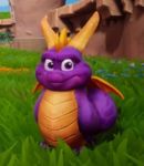  2019 activision bruh day dragon grass horn looking_at_viewer low_res male membrane_(anatomy) membranous_wings outside overweight overweight_male purple_body purple_scales scales sky smile solo spyro spyro_the_dragon video_games western what wings 