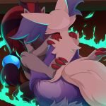  1:1 delphox digital_media_(artwork) fan_(disambiguation) female fire hair hi_res invalid_tag male mammal nintendo pok&eacute;mon pok&eacute;mon_(species) ponytail takeo_(artist) video_games zoroark 