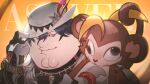  1boy absurdres ashveil_(honkai:_star_rail) ashveil_(honkai:_star_rail)_(cosplay) blue_hair cleft_chin closed_mouth cosplay family_guy fat fat_man fedora grey_eyes hat highres honkai:_star_rail honkai_(series) kowai_(iamkowai) looking_at_viewer male_focus monkey peter_griffin short_hair white_hat 