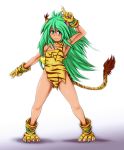  animal_humanoid blush cham_cham clothed clothing felid felid_humanoid female gesture green_eyes green_hair hair humanoid long_hair mammal mammal_humanoid pantherine pantherine_humanoid pose smile solo standing tiger_humanoid tornking v_sign 