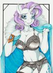  aged_up anthro anthrofied big_breasts blue_eyes bra breasts cleavage clothed clothing equid female friendship_is_magic garter_belt garter_straps hair hi_res horn longinius looking_at_viewer mammal mature_female my_little_pony panties rarity_(mlp) solo underwear unicorn 