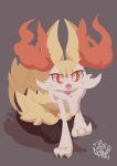  2019 3_fingers absurd_res ambiguous_gender black_body black_fur braixen canid fingers fur hi_res looking_at_viewer mammal multicolored_body multicolored_fur nintendo nyaswitchnya open_mouth orange_body orange_fur pok&eacute;mon pok&eacute;mon_(species) red_eyes simple_background solo tongue video_games white_body white_fur yellow_body yellow_fur 