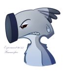  1:1 2019 absurd_res alien ambiguous_gender angry black_eyes character_name clenched_teeth digital_drawing_(artwork) digital_media_(artwork) dipstick_ears disney experiment_(lilo_and_stitch) fur grey_body grey_fur hammerface hi_res lilo_and_stitch multicolored_ears side_view simple_background sneer solo starryblast9 teeth white_background 