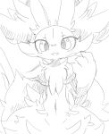  2018 anthro blush braixen chest_tuft digital_drawing_(artwork) digital_media_(artwork) female fluffy fluffy_tail front_view fur happy hi_res inner_ear_fluff looking_at_viewer navel nintendo nyaswitchnya open_mouth pok&eacute;mon pok&eacute;mon_(species) simple_background sketch solo tuft video_games white_background 