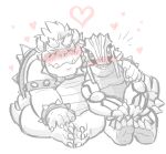  &lt;3 3_fingers 3_toes 5_fingers ambiguous_gender blush bowser claws collar duo eyebrows eyes_closed facing_viewer fingers glamdoodle groudon hand_on_shoulder hands_on_knees horn koopa legendary_pok&eacute;mon looking_at_viewer male male/ambiguous mario_bros nintendo overweight overweight_male pok&eacute;mon pok&eacute;mon_(species) romantic scalie sharp_teeth shell sitting smile spiked_armlet spiked_collar spiked_shell spikes surprise teeth thick_eyebrows toe_claws toes video_games wide_eyed 