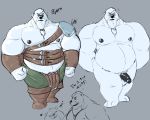  2019 5:4 anthro balls belly black_nose blush bottomwear clothing flaccid fur hi_res humanoid_hands humanoid_penis male mammal moobs nipples overweight overweight_male pants penis polar_bear pure_command solo ursid ursine white_body white_fur 