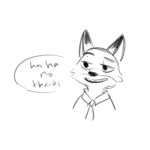  1:1 anthro black_and_white black_eyes black_nose canid canine clothed clothing digital_media_(artwork) dipstick_ears disney edit english_text eyebrows fox fur half-closed_eyes happy low_res male mammal mella monochrome multicolored_ears necktie nick_wilde reaction_image simple_background smile solo speech_bubble text white_background zootopia 