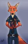  basil_(disney) canid canine carrying clothing david_dawson disney fox giftheck mammal mouse murid murine nick_wilde police_uniform red_fox rodent size_difference the_great_mouse_detective uniform zootopia 
