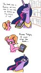  2019 baby_boomer book comic dialogue duo english_text equid father_i_cannot_click_the_book female friendship_is_magic hi_res horn humor jargon_scott luster_dawn_(mlp) magic mammal meme millennial my_little_pony parody simple_background standing text twilight_sparkle_(mlp) unicorn winged_unicorn wings 
