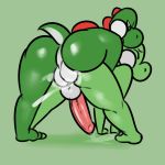  all_fours anal anal_penetration balls balls_deep barefoot bodily_fluids butt clade cum cum_in_ass cum_inside doggystyle duo erection eyes_closed from_behind_position genital_fluids green_background green_body green_eyes humanoid_penis male male/male mario_bros nintendo penetration penis perineum precum sex simple_background video_games yoshi 