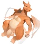  balls big_balls charizard darkgem feral flaccid humanoid_penis male nintendo penis pok&eacute;mon pok&eacute;mon_(species) pose simple_background solo thick_penis video_games white_background 