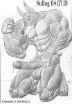  2001 anthro balls big_balls big_penis canid canine canis dobermann domestic_dog flexing greyscale humanoid_penis kneeling male mammal monochrome muscular muscular_male nipples nude nudog penis pinscher plantigrade pose retracted_foreskin sketch solo uncut 