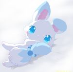  2019 absurd_res arctic_fox big_ears blue_body blue_eyes blue_fur blush canid canine dipstick_tail eyelashes female fluffy fluffy_tail fox fur hi_res jewelpet larimar looking_at_viewer mammal multicolored_tail sanrio simple_background smile tail_between_legs tailband tilps white_body white_fur 