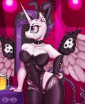  2019 alcohol anthro beer beverage clothing collar ear_piercing empressbridle equid eyelashes feathered_wings feathers female friendship_is_magic goth horn mammal my_little_pony piercing princess_celestia_(mlp) solo spiked_collar spikes winged_unicorn wings 