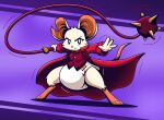  anthro clothed clothing diaper female flail fur hi_res mammal melee_weapon mina_(mina_the_hollower) mina_the_hollower mouse murid murine nyxiettenyxstar rodent solo topwear weapon wearing_diaper white_body white_fur yacht_club_games 