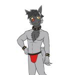  1:1 anthro anthrofied bracelet clothed clothing collar fuze hi_res jewelry jockstrap male navel nintendo nipples pawl_(fuze) pok&eacute;mon pok&eacute;mon_(species) poochyena simple_background solo spiked_bracelet spiked_collar spikes topless underwear video_games white_background 