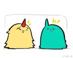  2girls arknights chibi chibi_only chinese_commentary commentary_request crossover fluff horns hoshiguma_(arknights) hoshiguma_yuugi hua_ren_nan multiple_girls oni touhou trait_connection white_background 