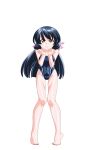  1girl angry anime_coloring barefoot black_hair blue_one-piece_swimsuit breasts clenched_hands closed_mouth collarbone covered_navel full_body game_asset hair_ribbon hands_up highres hiiragi_mako large_variant_set long_hair mahotama maki_daikichi medium_breasts official_art one-piece_swimsuit orange_eyes pigeon-toed ribbon school_swimsuit simple_background solo standing swimsuit tachi-e tareme third-party_source tiptoes transparent_background v-shaped_eyebrows variant_set visual_novel_cg 