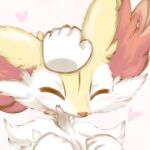  &lt;3 1:1 2018 5_fingers anthro blush braixen disembodied_hand eyes_closed fingers front_view fur happy inner_ear_fluff multicolored_body multicolored_fur nintendo nyaswitchnya open_mouth petting pok&eacute;mon pok&eacute;mon_(species) simple_background solo tuft video_games white_background 