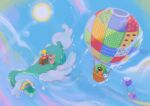  aircraft castform day ditto drampa drifloon highres hot_air_balloon outdoors pink_eyes piplup pokemon pokemon_(creature) pokemon_focus procreate_(medium) shuckle skitty sonshine-arts sun swinub tangrowth torchic 