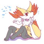  1:1 2018 3_toes ? blush braixen dipstick_tail female fur hi_res implied_water inner_ear_fluff multicolored_body multicolored_fur multicolored_tail nintendo nyaswitchnya open_mouth pok&eacute;mon pok&eacute;mon_(species) simple_background sitting solo toes tuft video_games white_background 