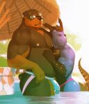  anthro blue_clothing blue_underwear butt canid canine canis clothing domestic_dog dragon duo eyewear hi_res jockstrap kristakeshi leaning_on_object male male/male mammal mastiff molosser muscular muscular_anthro muscular_male mythological_creature mythological_scalie mythology nipple_piercing nipples nub_tail partially_submerged piercing pink_clothing pink_swimwear rennin reyes rottweiler scalie smile speedo sunglasses swimming_in_underwear swimming_pool swimwear tail underwear water 