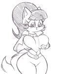  2026 anthro belt big_pupils clothed clothing domestic_cat felid feline felis female gloves grabbing_own_breast guide_lines handwear hi_res jacket kitty_katswell leather leather_clothing leather_jacket leather_topwear mammal monochrome nickelodeon pupils shinkaku sketch solo sweater t.u.f.f._puppy topwear turtleneck wide_hips 