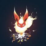  canid canine eevee eeveelution evolution feral fire flareon fox fur generation_1_pokemon hybrid male mammal nintendo pokemon pokemon_(species) red_body red_fur short solo stare stuffysart 