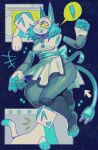  2024 5_fingers abstract_background ambiguous_gender anthro bent_legs blue_bow blue_fingers blue_hair blue_mouth blue_tail bow_ribbon breasts button_(fastener) cable_tail cel_shading chromatic_aberration claws clothing collared_shirt colorful_theme cursor deltarune dress_shirt emanata exclamation_point eyelashes feet female feral finger_claws fingers floating floating_arms floating_eyebrows full-length_portrait glistening_thighs grey_legs group hair hi_res hindpaw joints long_ears mask medium_breasts medium_hair metallic_body open_mouth open_smile paws pixelated pointy_ears portrait pupils raised_hand redraw robot_anthro shaded shirt small_waist smile solo_focus speech_bubble tail tasque tasque_manager thick_thighs three-quarter_view topwear trio undertale_(series) waist_bow waitress_uniform white_mask white_pupils window_(computing) wolfertinger yellow_eyes yellow_sclera 