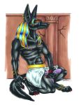  2007 anthro anubian_jackal anubis balls canid canine canis daity deity ear_piercing ear_ring egyptian_mythology erection furrtiv jackal male mammal masturbation middle_eastern_mythology mythology nipple_piercing nipples penile penile_masturbation penis piercing 