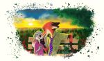  abstract_background anthro bench brown_body brown_ears brown_fur buckteeth canid canine claws clothed clothing cloud detailed_background disney duo ears_down eyes_closed flower fox fur gloves_(marking) grass grey_body grey_fur happy judy_hopps lagomorph leporid lorelalaley mammal markings necktie nick_wilde open_mouth orange_body orange_fur pivoted_ears plant rabbit red_fox shirt signature sitting sky sun sunset teeth topwear tree zootopia 