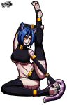  5_fingers 5_toes absurd_res ankle_accessory anklet areola artemis-polara artist_logo bandage bell bell_collar belt big_areola black_clothing blue_hair bracelet claws clothing collar colored_nails colored_toenails erect_nipples fangs feet female fingers fur furry_tail hair hi_res humanoid humanoid_feet jewelry logo manaworld multicolored_body nails navel necklace nipples open_mouth pale_skin panties plantigrade pointy_ears pupils raised_leg ring_(jewelry) roxy_(manaworld) sharp_nails short_hair slit_pupils smile solo stirrup_legwear striped_body striped_fur stripes tail teeth toe_claws toenails toes tongue topwear two_tone_body underwear yellow_eyes 