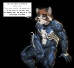 2026 absurd_res anthro balls big_balls big_penis black_background black_body black_fur black_latex blush bodily_fluids bodysuit brown_body brown_fur clothed clothed_anthro clothed_male clothing cum cum_in_clothing cum_in_pants cum_through_clothing cum_through_pants cxcxxcxxxx dialogue english_text erection fur genital_fluids genitals glans hi_res huge_penis humanoid_genitalia humanoid_penis latex latex_bodysuit latex_clothing latex_skinsuit male mammal marvel multicolored_body multicolored_bodysuit multicolored_clothing multicolored_fur multicolored_skinsuit penis procyonid raccoon simple_background skinsuit solo speech_bubble sweat text tight_clothing two_tone_bodysuit two_tone_clothing two_tone_skinsuit vein veiny_penis venom_(marvel) wet wet_clothing white_body white_fur white_latex