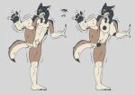2026 5_fingers 5_toes andy_vazquez_(usuario2) animal_genitalia animal_vulva anthro balls black_body black_fur black_hair black_nipples black_paws black_tail_tip breasts brown_body brown_fur canid canine canine_genitalia canine_vulva canis clenched_teeth digital_drawing_(artwork) digital_media_(artwork) dipstick_tail feet female fingers fur genitals grey_background hair hi_res long_hair male mammal markings mexican_wolf nipples pawpads penis plantigrade plantigrade_pawpads sheath simple_background solo stretching_legs struggling tail tail_markings tan_body tan_fur teeth toes usuario2 vulva wolf